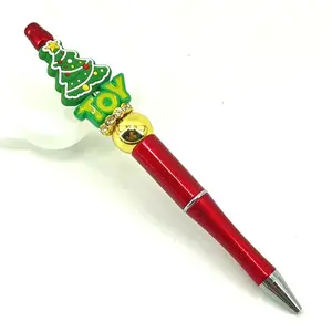 Christmas tree toy spell out pen handmade NEW bling rhinestone gold red green
