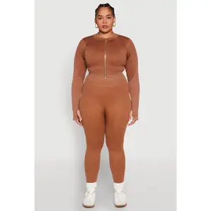 Plus Size Daisy Compression Rib Acid Wash Leggings