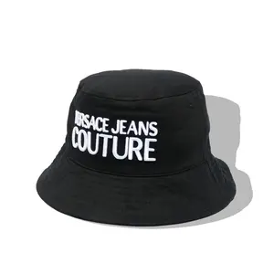 Versace Jeans Couture Fisherman Hat One Size Men's Iconic Logo Streetwear Style Black Bucket Hat with Soft Structured Fabric