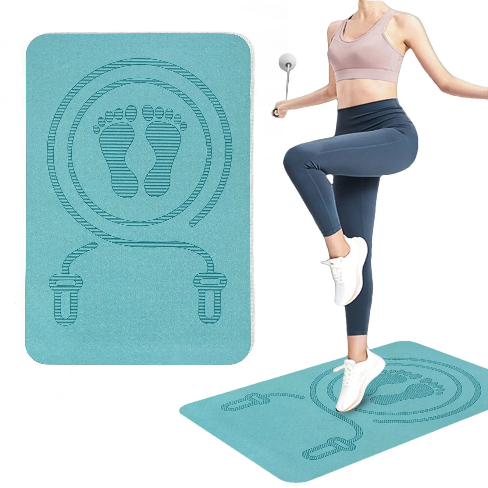 Non-Slip Jump Rope Skipping Mat with Footprint Design, Ideal for Jumping and Skipping Activities