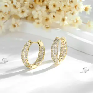 Light luxury and high-end fashion DDES0442 geometric round hoop earrings 14KGold-Plated