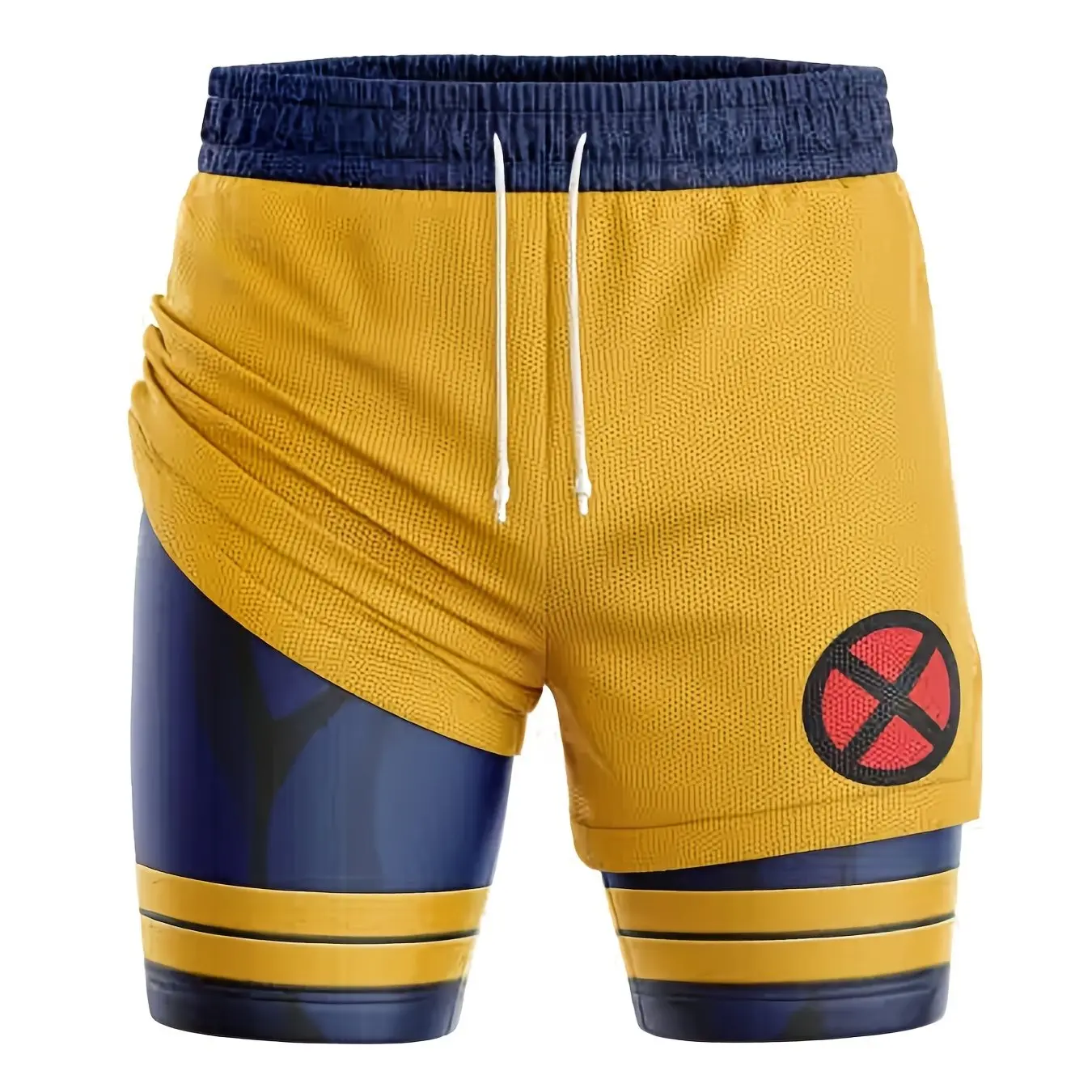 Men's Anime Cartoon Print Shorts, Double Layer Loose Fit Design for Basketball & Workouts, Breathable Polyester with Elastic Waist, Cartoon Motif Men's Shorts, Athletic Shorts