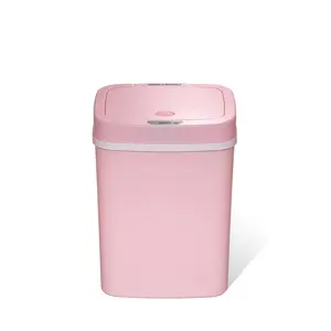 3 Gallon, 12L Touchless Sensor or Bedroom Garbage Can with Odor-Sealing Lid,-Resistant ABS, Pink