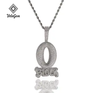 O BLOCK Full Zircon Pendant Necklace for Men - Hip Hop Streetwear Iced Out Letter Chain Jewelry Accessory