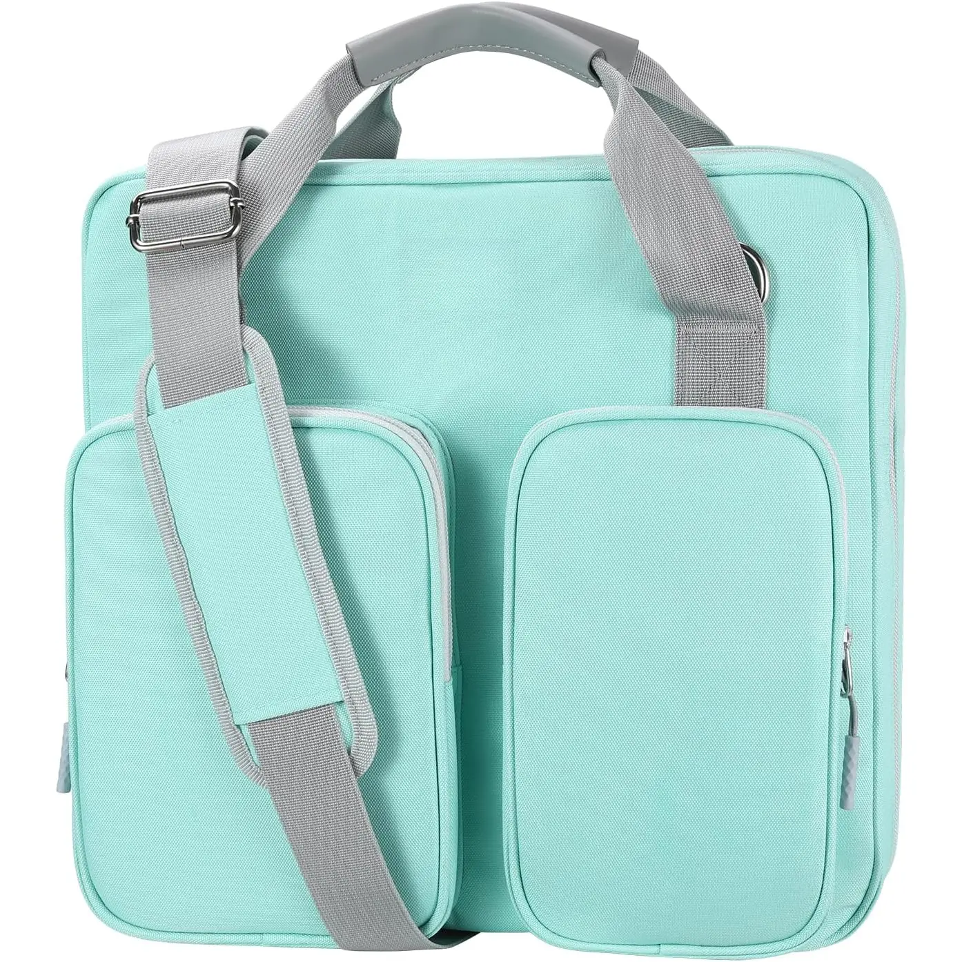 3 Inch Zipper Binder 3 Ring with Sturdy  Strap & Multi-pocket, Binder with Zipper Holds Up to 700 Sheets for Office School, Compatible with 13" Macbook Laptop ipad(Light Blue)