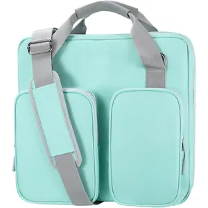3 Inch Zipper Binder 3 Ring with Sturdy  Strap & Multi-pocket, Binder with Zipper Holds Up to 700 Sheets for Office School, Compatible with 13" Macbook Laptop ipad(Light Blue)