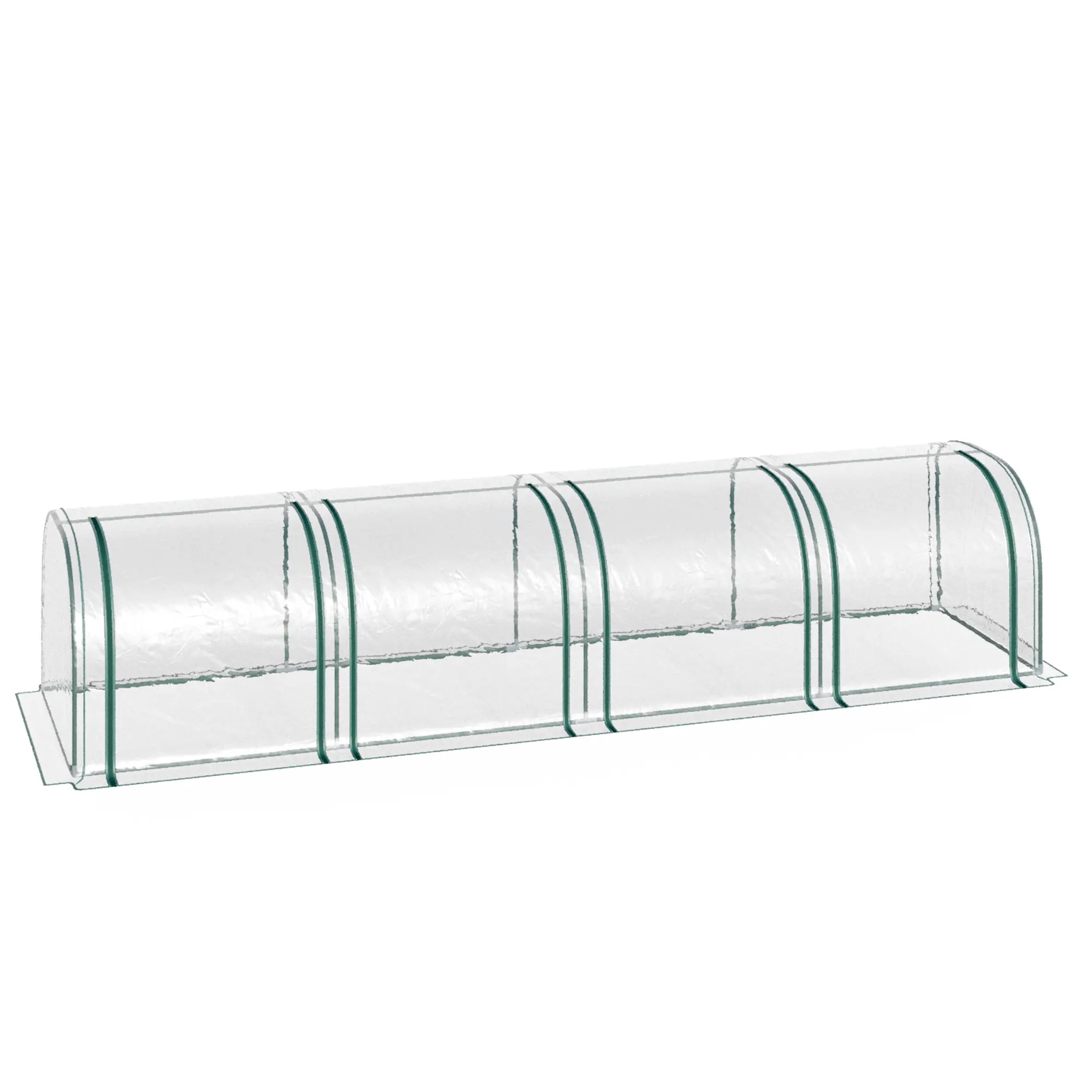 Outsunny 13' x 3' x 2.5' Mini Greenhouse, Portable Tunnel Green House with Roll-Up Zippered Doors, UV Waterproof Cover, Steel Frame, Clear