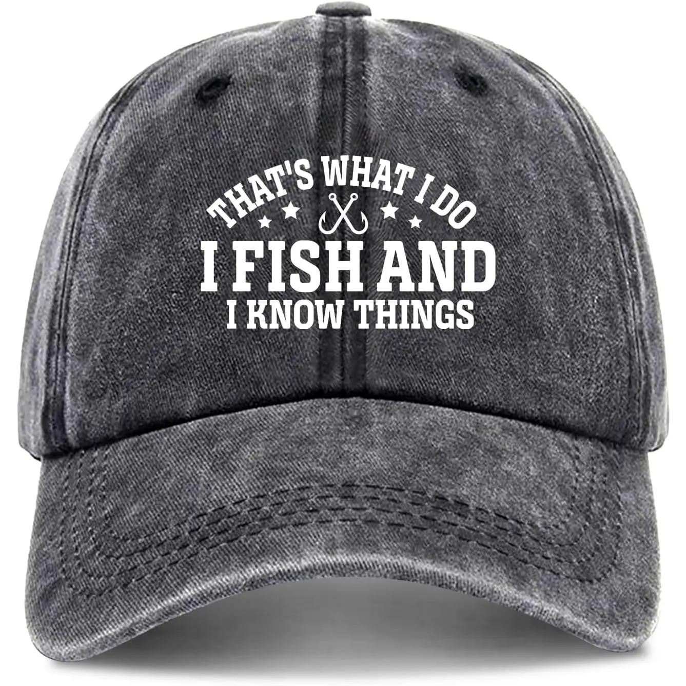 Unisex Washed Cotton Baseball Cap - Casual, Breathable, Durable, Adjustable Strap One-Size Hat with Humorous Quote for Daily Wear, Outdoor Fishing (Fashion Clothes Accessory)