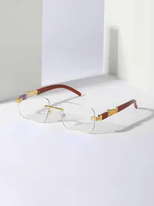 1 Pair Simple Ombre Lens Sunglasses For Everyday Use, Summer Square Shaped Fashion Rimless Sunglasses, Travel Accessories