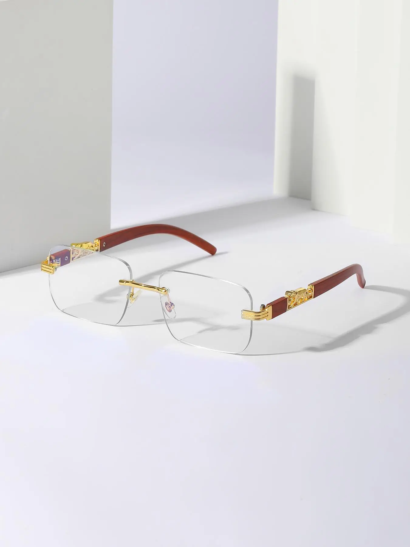 1 Pair Simple Ombre Lens Sunglasses For Everyday Use, Summer Square Shaped Fashion Rimless Sunglasses, Travel Accessories