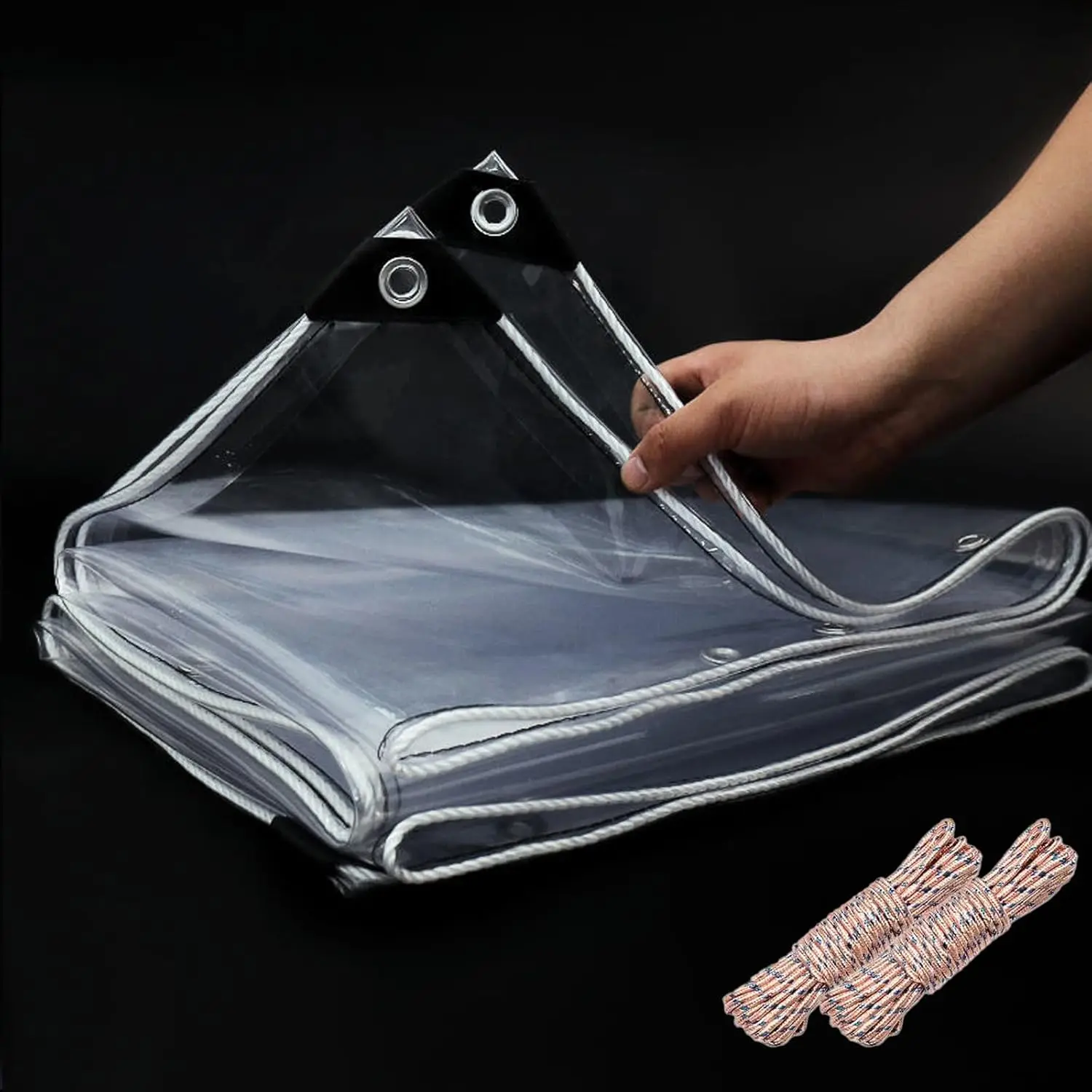 8'x12' 20 Mil Heavy Duty Clear Vinyl PVC Tarp,UV Resistant Glass Tarps Transparent Tarpaulin with Grommets&Reinforced Edges,Suit for  Greenhouse Balcony Garden Pet Hutch Roof,Full Size