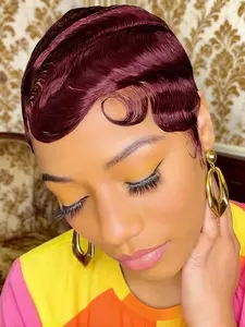Women's Finger Ocean Pixie Cut Wig, Human Hair, Full Machine-Made, Short Layered Design, Natural Look, Ideal for Everyday Use & Stylish Look, Style