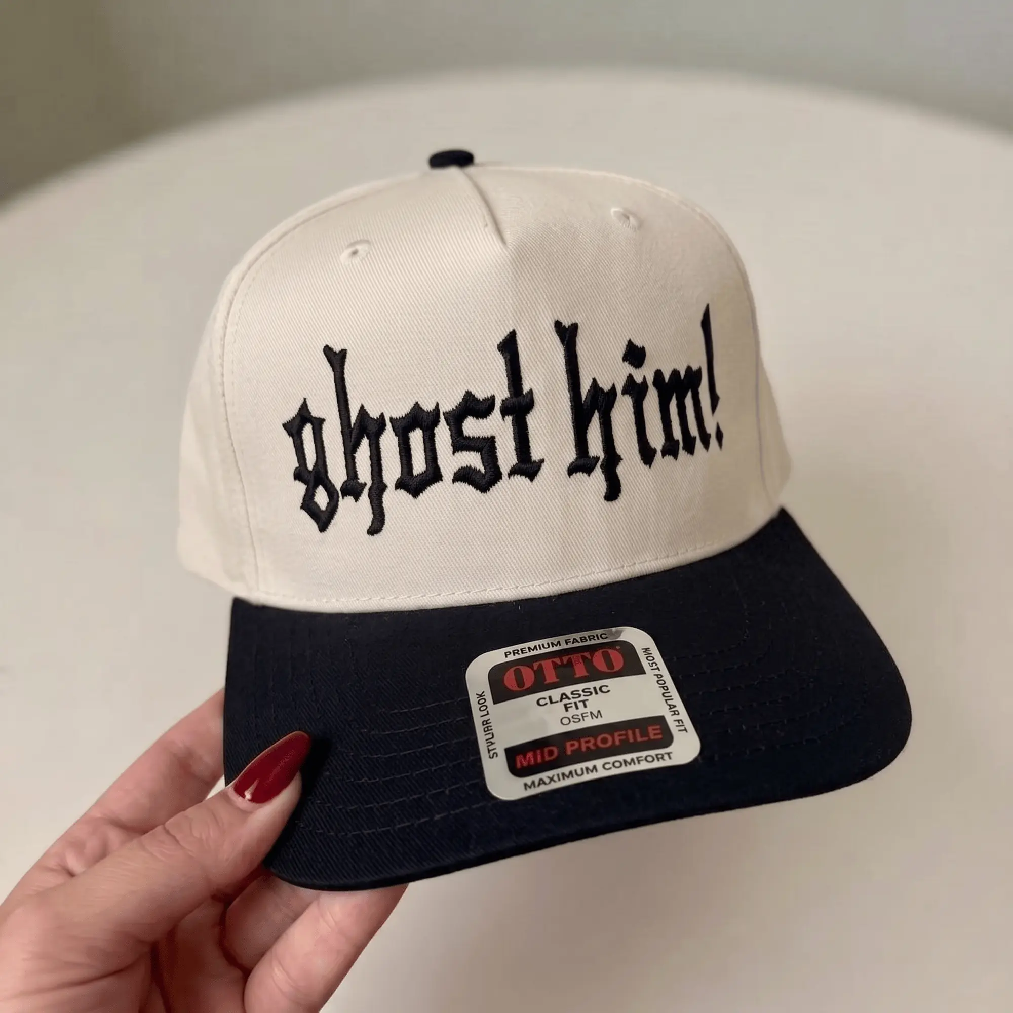 Ghost Him Halloween Trucker Hat Vintage Style Spooky Season Embroidered Hat