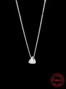 925 Sterling Silver Minimalist Temperament Triangle Pendant Necklace, Fashion Jewelry for Party, Daily Decor, Trendy All-match & Exquisite Jewelry for Birthday Gift