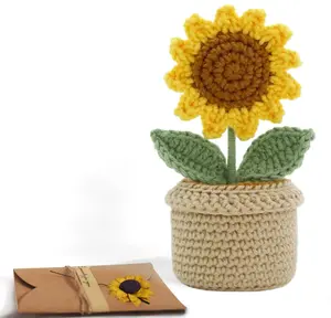 Mini Sunflower Handmade Retirement Gift, Emotional Sunflower Support Crochet, Birthday Present Idea - Knitted Decor, Teacher Appreciation Presents, Cute Birthday Gifts for Mom