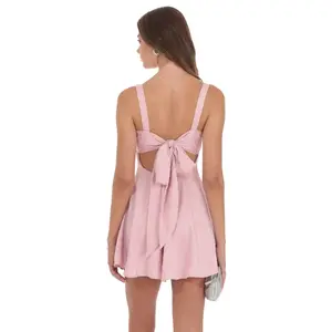 Floral Jacquard Bow Tie Dress in Dusty Pink