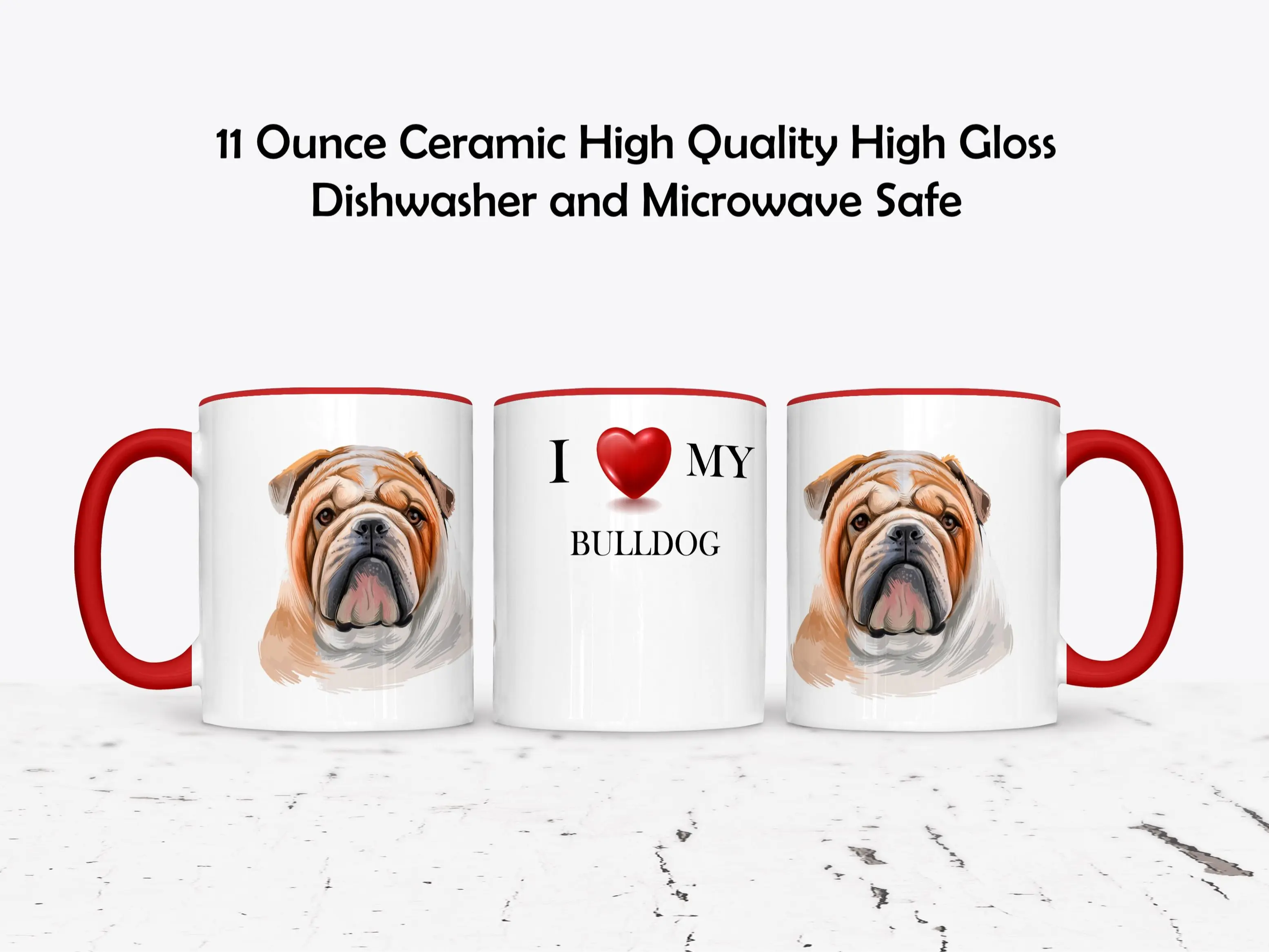 American Bulldog Personalized Ceramic Mug by The Brightener Group - Custom Pet Name, 11/15 oz, High-Gloss, Dishwasher-Safe, Microwave-Safe Dog Lover Drinkware