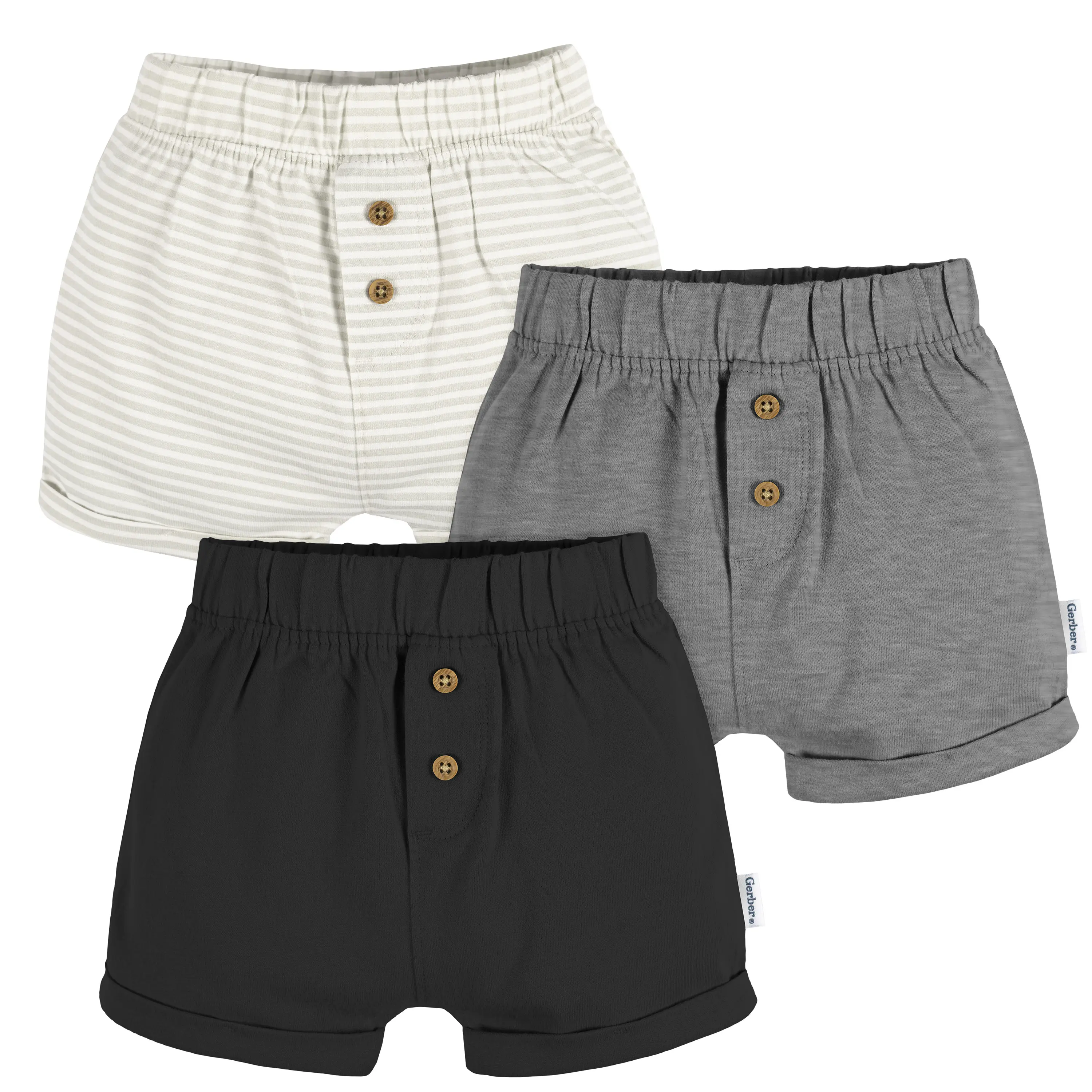 Gerber Baby Neutral Knit Shorts, 3-Pack