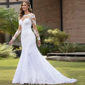 Elegant White 2025 Summer New Women’s Sexy Lace Sleeveless Deep V-Neck Embroidered Long Wedding Dress GARMENTARY