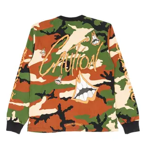 Chrome Hearts x Matty Boy Pocket Caution Logo Long Sleeve Tee Shirt Camo Multi Pre-Owned