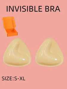 Women's Reusable Silicone Bra Pads, Triangle Non-Slip Silicone Pads with Gift Box, Invisible Bras, All Seasons, Full Coverage