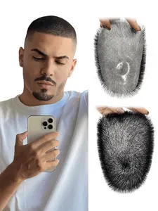 Men's Toupee Human Hair Short Buzz Cut PU Thin Skin Toupee Straight Transparent Biological Scalp Hair Toppers Toupee Piece Wig Invisible Hairpiece for Thinning Hair or Bald Natural Look Hairpiece Natural Black Toupee for Men