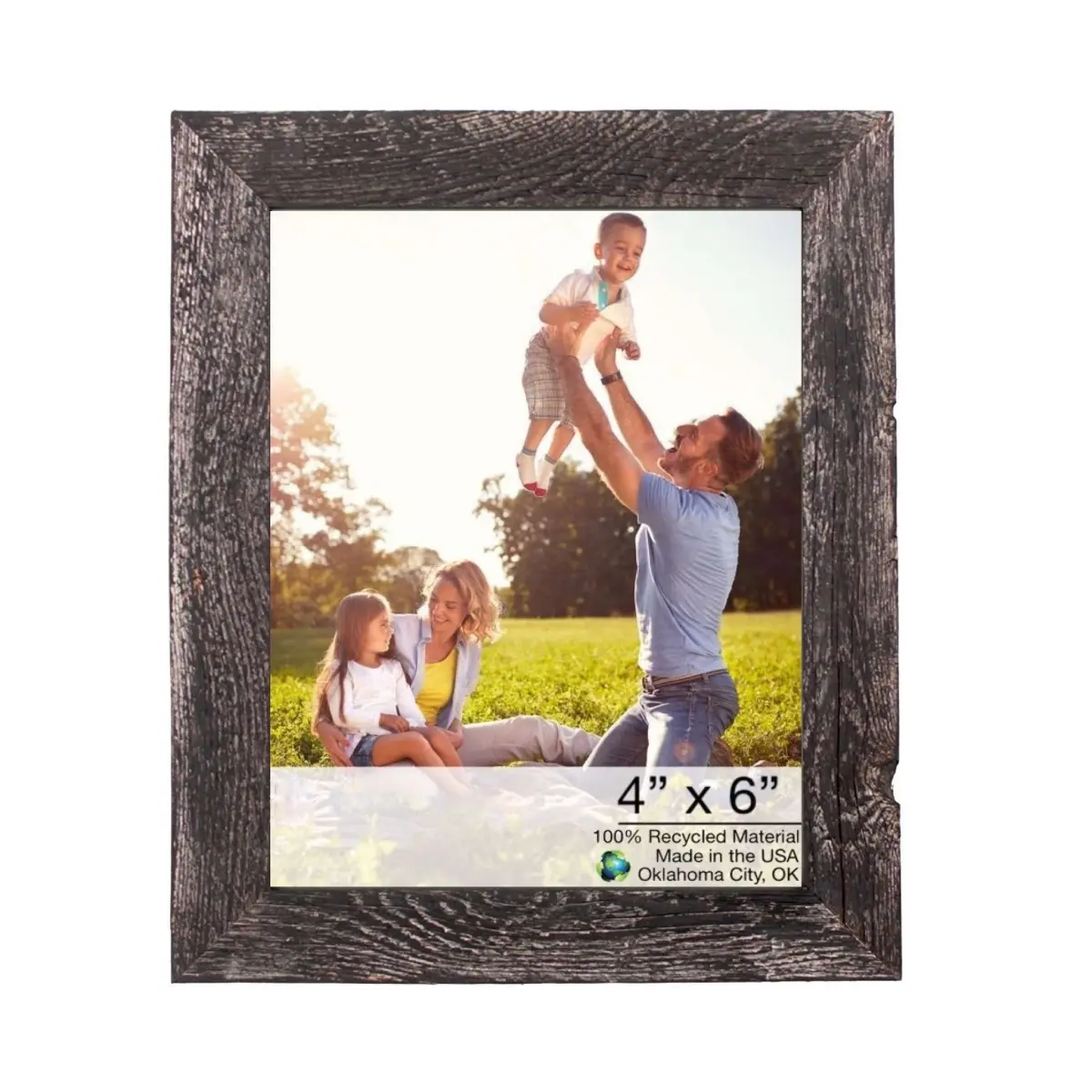 360 stand Handmade Wooden 4x6 in. Rectangular Photo Frame - Distressed Rustic Black Finish, Classic Rectangular Picture Frame, Farmhouse Home Decor for Room, Classic Rectangular Frame