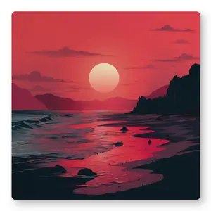 MWW C1MP1616W6W8IO 16x16 in. Red Sky-Gray Decorative Metallic Print Wall Art for Home Decor, Decorative Metallic Prints