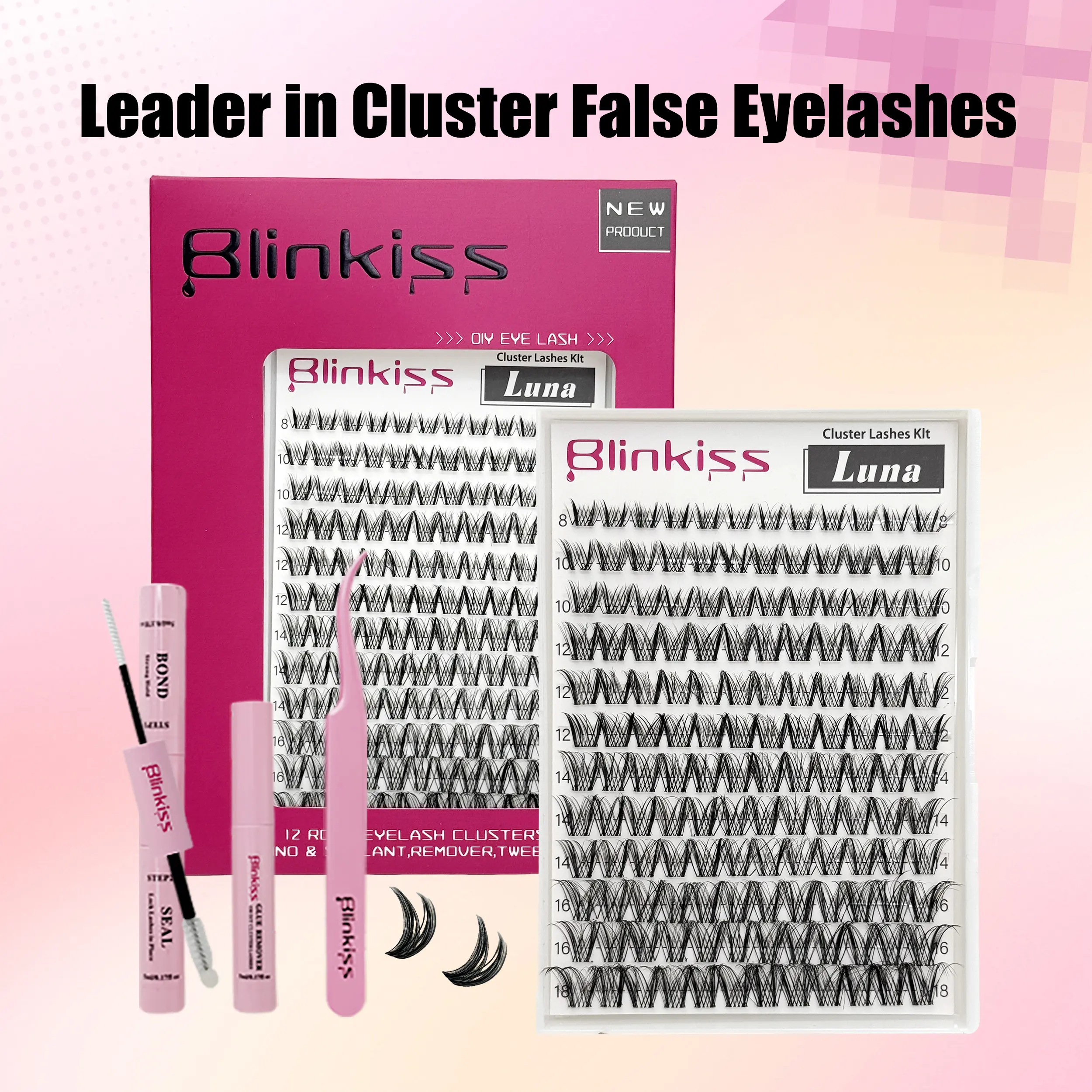 Luna | Blinkiss Collection Upgrade U Lashes with Ultra-Dense, Waterproof, Long-Lasting Lashes | Aphrodite | Fashion Wet Look | Beginner Friendly DIY Lashes For a Flawless, Voluminous Look | Trendy & Must-Have Clusters