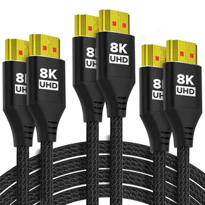 10K 8K 4K HDMI  6FT 3-Pack, Ultra High Speed HDMI Braided Cord, Supports 4K/120Hz, 8K/60Hz, 48Gbps DTS:X, HDCP 2.2 & 2.3, HDR 10, HDMI 2.1