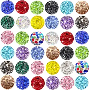 10mm 100pcs Clay Disco Ball Beads for Pens Making, Sparkly Diamond Rhinestone Spacer Beads