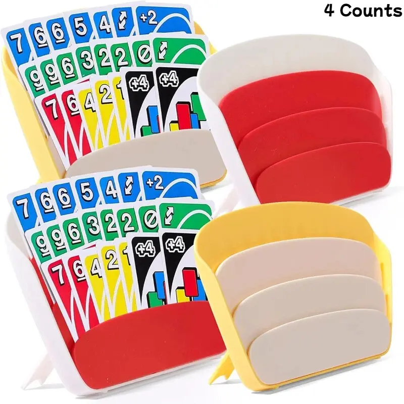 3-layer Foldable Poker Card Holder, 4pcs/set Multi-capacity Storage Card Holder, Easy Access, Compact Folded Stack, Ideal for Card Games, Game Card Organizer