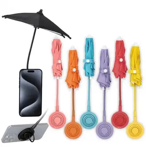 Phone Umbrella for Sun MagneticSunshade Portable Foldable UPF 45+ Anti-UV Prevent Glare Overheat Polyester withCoating 360o Adjustable Rotatable Ring foriPhone17 16 15 14 13 12 Mag-Safe AndoridOutdoor Beach Pool Accessory SummervibesGifts