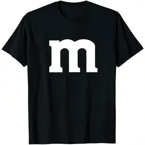 Letter M Halloween Crewneck t shirt Unisex Funny T shirt for Fall Parties Group Outfits