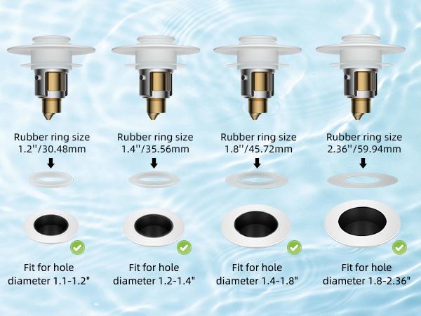 Hibbent Upgraded 3 in 1 Bathroom Sink Drain Strainer, Universal Pop Up Stopper with Removable Stainless Steel Filter Basket Hair Catcher, Sink Plug for 1.1''~2.36'' Basin, Brass Bullet Core, White