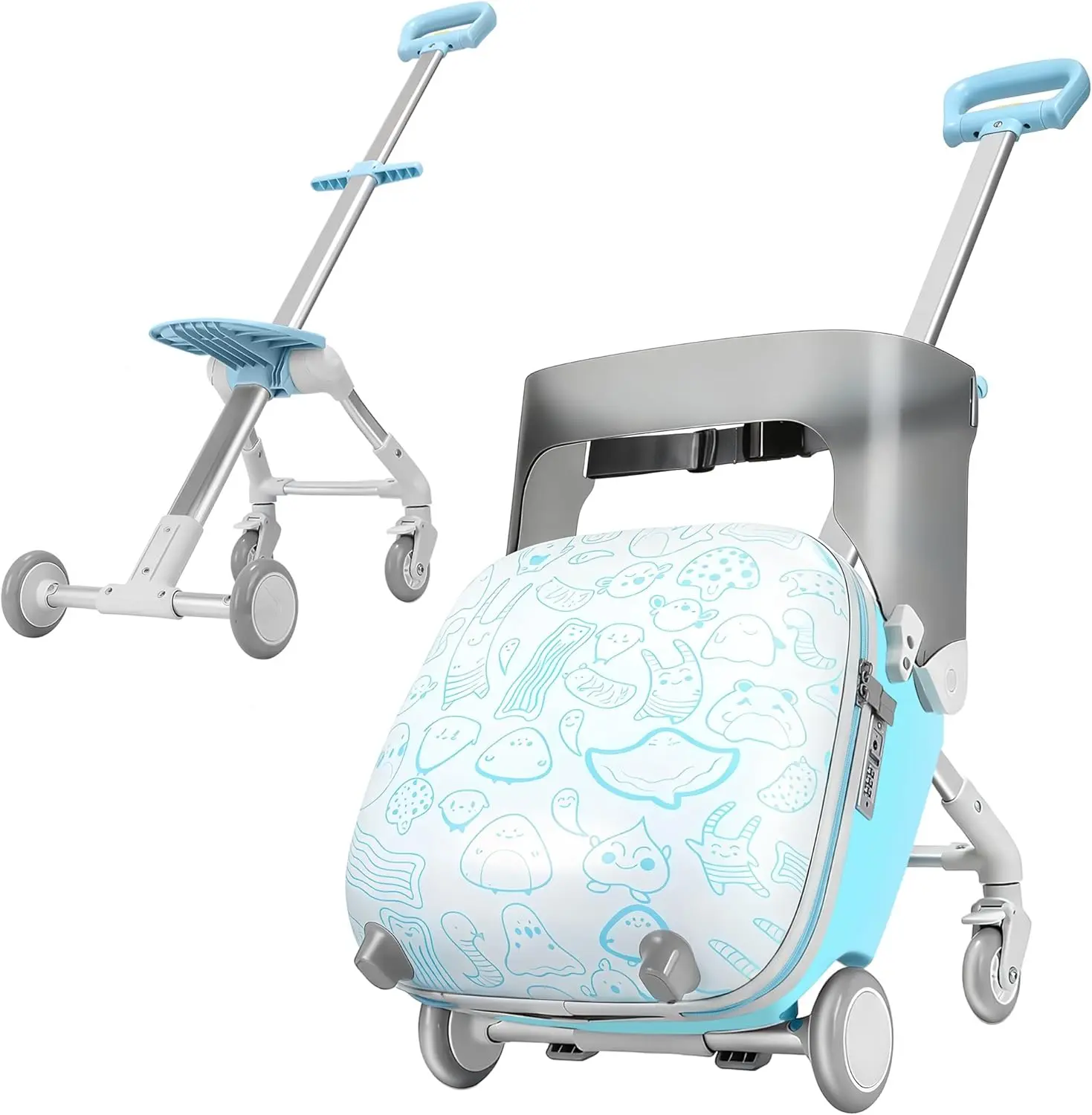AODI Toddler 3-in-1 Hardshell Wheelie Luggage Set - Ride-On Stroller Cart, First Own Luggage for Easy Airport Navigation & Playful Outdoor Use, Wheelie Luggage Sets