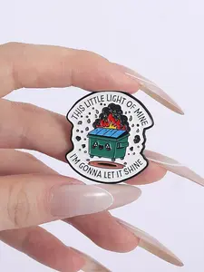 Dustbin Quotes Brooch Cartoon Metal Badge Creative English Alphabet Jewelry Medal Costume Brooch