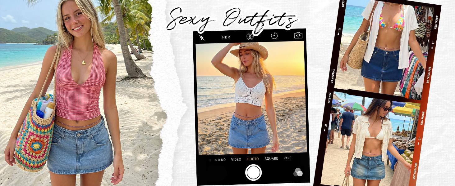 EMMIOL Vintage Blue Fit Denim Mini Jean Skirt for Women - Casual Style Regular Fit Above Knee Cotton Material Multi Belt Loops No Sheer Material Chic Womenswear Machine Washable - Bottom