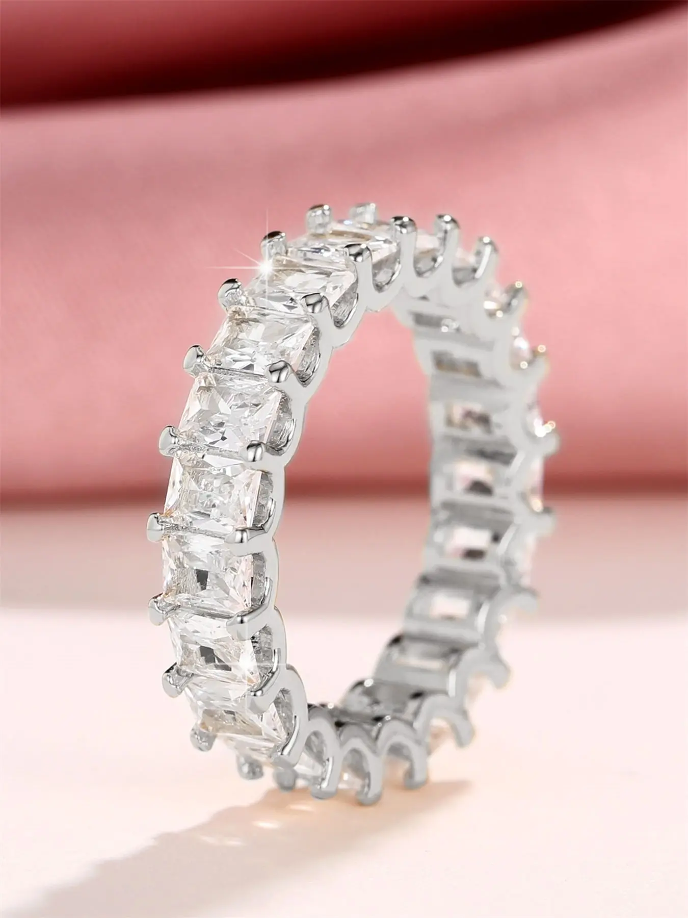 1 Pc Pretty Cubic Zirconia Stackable Artificial Gemstone Ring For Women For Wedding Engagement Anniversary Party Jewelry Valentine's Day Gift Cubic Zirconia Rings Fashion Stackable Rings
