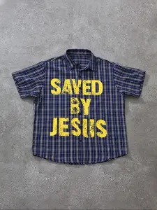 Men's Regular Fit Letter Print Short Sleeve Button Shirt, Casual Comfy Breathable Top for All Seasons, Men's Clothes for Daily Wear, Tropical