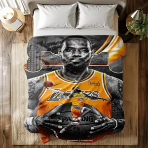 Lebron James Lakers Themed Fleece Blanket Throw, Soft and Warm, Perfect for Napping and Travel, Ideal Gift for Any Season