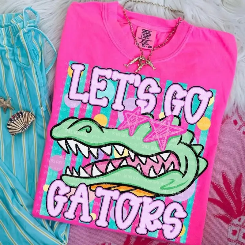 Comfort Colors 1717 Graphic Tee Gators Mascot 100% Ring-Spun Cotton Unisex Relaxed Fit DTF Design Vintage Look Soft Durable Shirt Top Womenswear T-Shirt Streetwear Summer