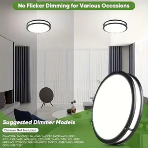36W LED Ceiling Light Fixture, 13 Inch LED Ceiling Light 3600LM, Modern Black Ceiling Light 2700K/3000K/4000K/5000K/6500K 5 CCT, Adjustable Brightness Ceiling Light for Living Room & Kitchen 1 Pack