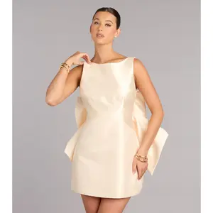 Cece Satin Bow A-Line Mini Dress