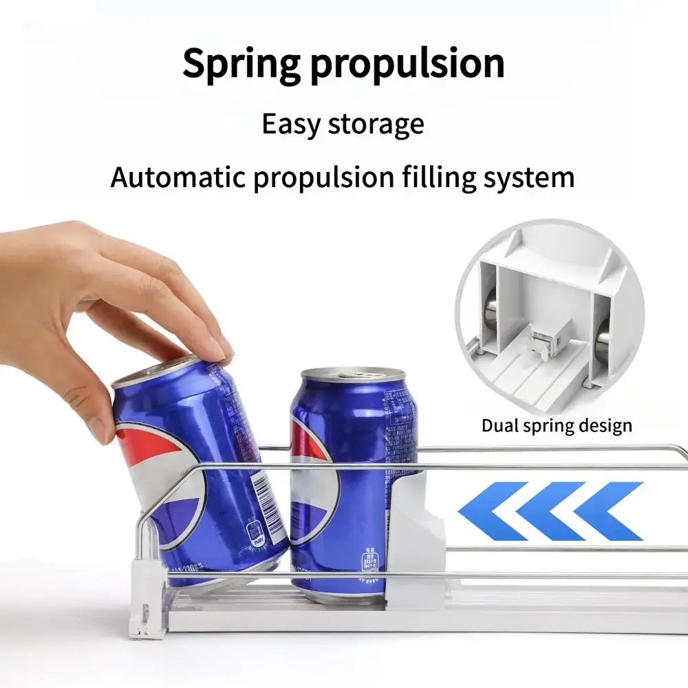Plastic Auto-Feed Soda Can Storage Rack - Fridge Organizers and Storage, Gravity Feeder Vertical Stack, 3 or 5 Row, Fits 12oz/16oz Standard Cans, Automatic Drink Dispenser Rack for Maximizing Fridge Space, Maximize Fridge Space