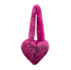 Female New Crossbody Love Bag Imitation Raccoon Dog Fur Grass Plush Large Capacity women Shell Bag Personalized Retro for girl