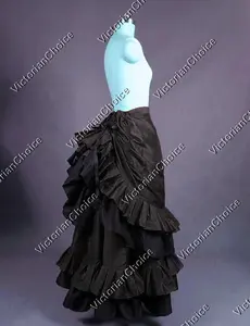 Black Victorian Edwardian Taffeta Bustle Skirt, Victorian Gothic Horror Skirt, Steampunk Punk Walking Skirt Theater, Witch Halloween Costume