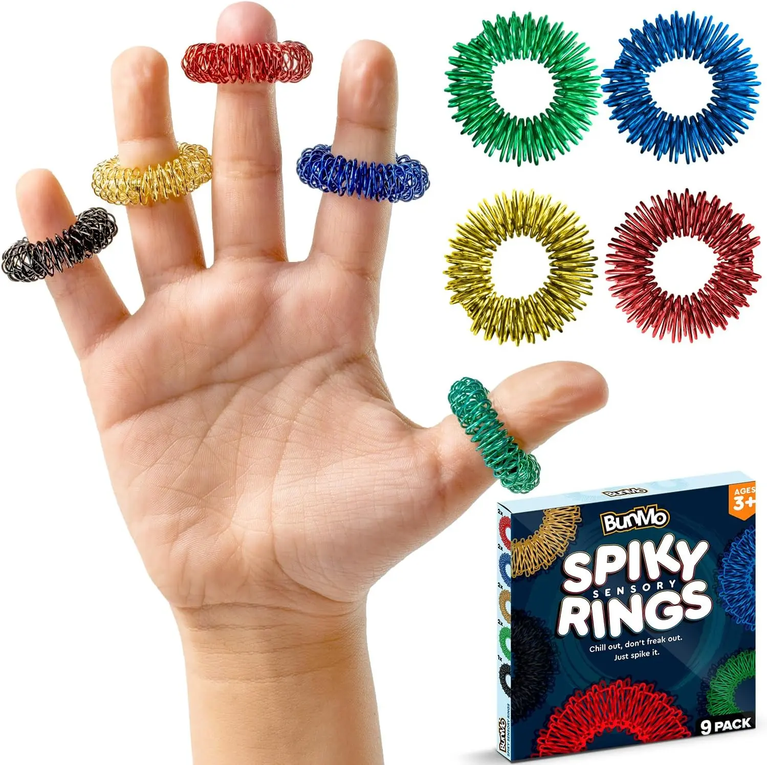 Spiky Sensory Fidget Rings (9 pck) Spiky Sensory Fidget Rings (9 pck)