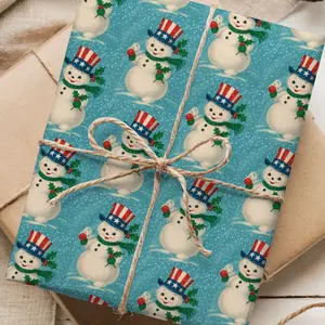 Patriotic Uncle Sam Snowman Christmas Wrapping Paper