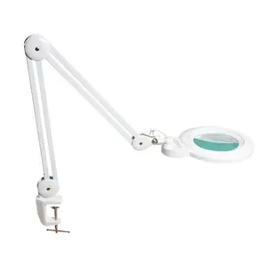 Neatfi Super LED Magnifying Lamp with Clamp, 1,200 Lumens, 8 Diopter, 5 Inches Wide Lens, Adjustable Color Modes for Crafting & Reading - White